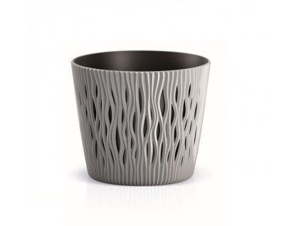 18412 kvetinac plastovy sandy round prumer 19 cm barva seda 405u