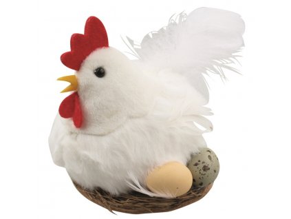 19012 slepicka plysova bila 10 cm