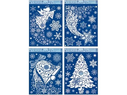 19318 okenni folie s glitrem zvon kometa andel stromek 38x30cm