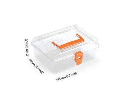 Plastový organizér NUF FAMILY, průhledný box na drobné díly 19,4 x 17,4 x 8,5 cm