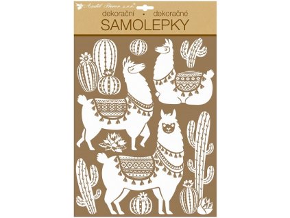 20233 samolepky na zed bile lamy s glitry 35 x 27 cm