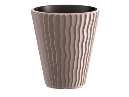 Květináč mrazuvzdorný SANDY nízký, pr. 30 cm - barva mocca (7529U)