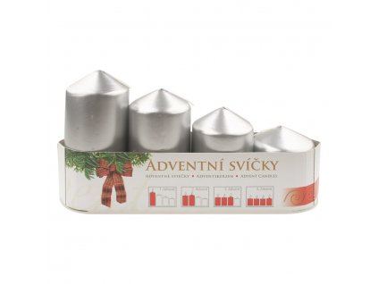 20416 adventni svice valec stribrna lak postupka 50 75 90 105 x 50 mm 4 ks