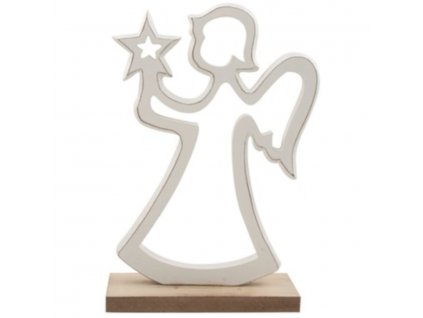 20428 andel dreveny 17 cm na postaveni bily