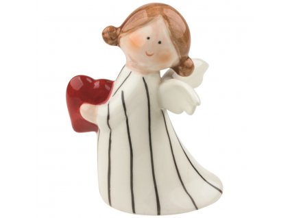 20524 andel porcelanovy se srdcem 10 cm na postaveni