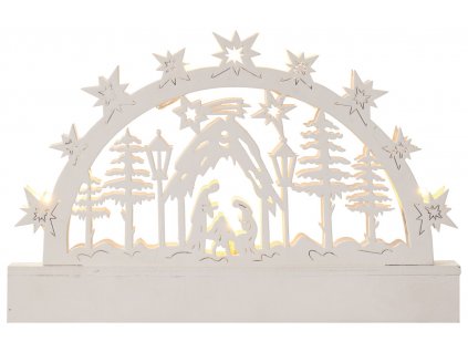 Dekorace betlém 23 x 14 cm, 5 LED, teplá bílá + časovač