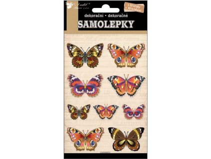 20674 samolepky skutecni motyli s 3d kridly 19x10 cm