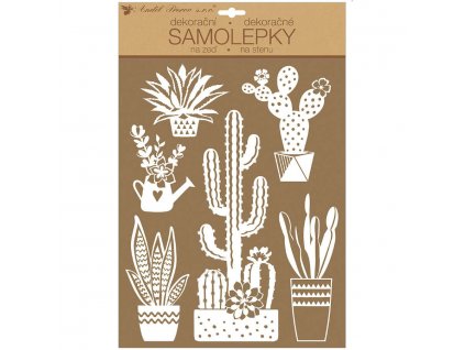20716 samolepky na zed bile kaktusy 27 5 x 41 cm