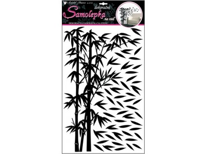 20758 samolepky na zed bambus cerny s listky 50x32cm