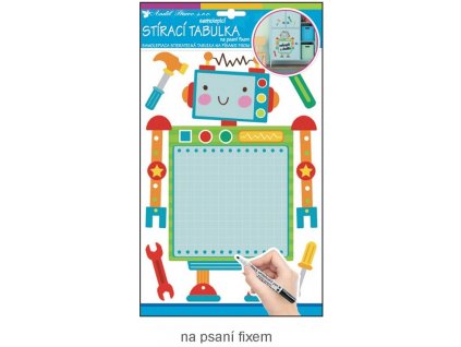 21139 samolepka tabulka na psani fixem robot 30x21cm