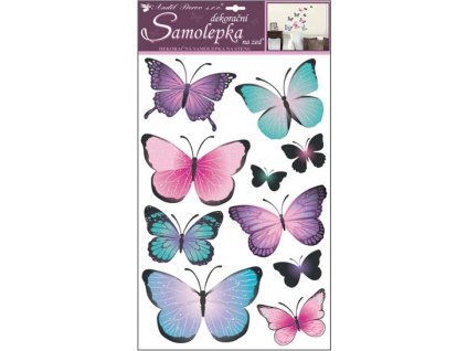 21268 samolepky na zed motyli modrofialovi 50 x 32 cm