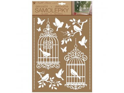 22003 samolepky na zed bile ptaci klece 27 5 x 41 cm