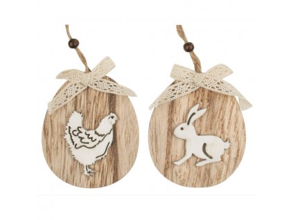 22018 ovalek k zaveseni dreveny slepicka zajic 11 cm