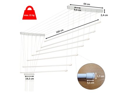 BENCO Stropní sušák na prádlo IDEAL 7 tyčí 160 cm