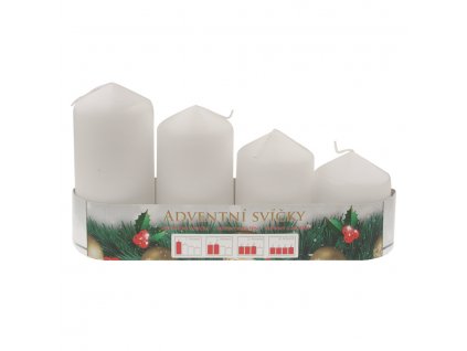 Adventní svíce válec bílá postupka 50, 75, 90, 105 x 50 mm, 4 ks