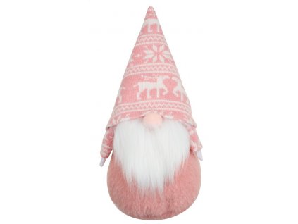 23221 skritek ruzovy s cepici s norskym vzorem na postaveni 30 cm