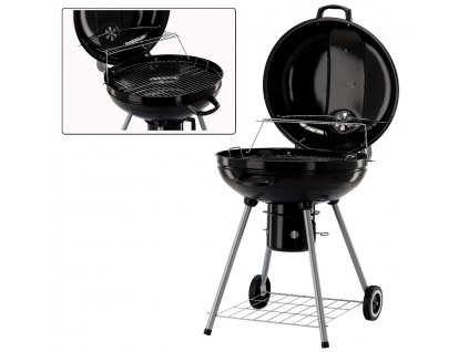 zahradni gril kruhovy s vikem a kolecky 66 x 57 x 85 cm
