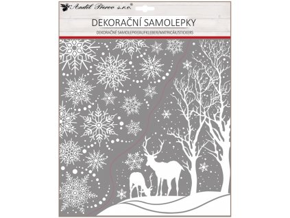 29572 samolepka rohova bila s glitry 30 x 38 cm