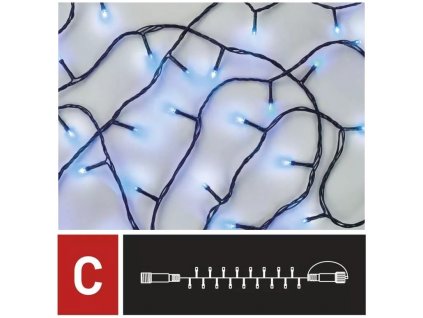 29770 osvetleni vanocni nadstavitelny retez 10 m 100 led modra 5 cm privodni kabel
