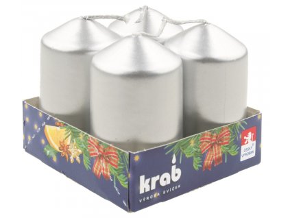 30664 adventni svice valec stribrny lak 40 x 80 mm 4 ks v sade