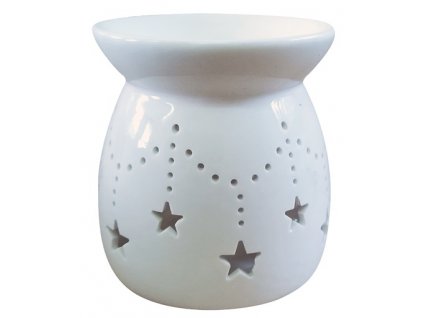 Aromalampa porcelánová s hvězdami 10 cm, bílá