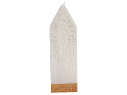 Svíčka domek bílý se zlatými glitry 50 x 50 x 160 mm