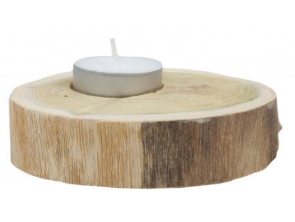 Dřevěný svícen na čajovou svíčku průměr cca 10 cm bez kůry