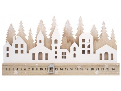 36973 dreveny adventni kalendar domky 40 x 20 cm