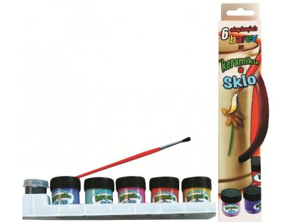 Barvy na keramiku a sklo 5 odstínů, 12ml + kontura 5ml + štěteček