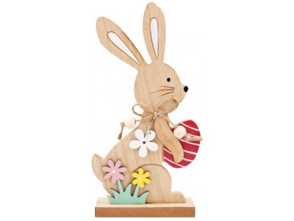 39214 zajic dreveny s vajickem na postaveni 18 cm
