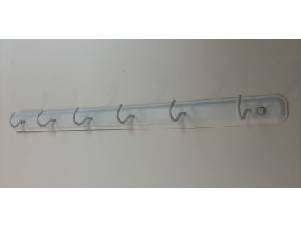 Držák prádelních šňůr na balkon – bílý sušák na prádlo 60 cm / 6 háčků