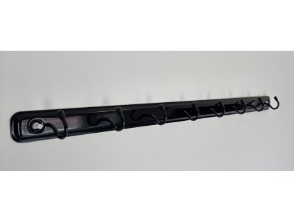 Držák prádelních šňůr na balkon – černý sušák na prádlo 80 cm / 8 háčků