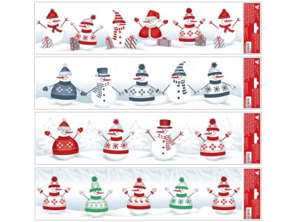 Okenní fólie pruh Sněhuláci 64 x 15 cm