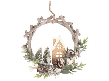 Věnec ze dřeva na zavěšení ø 29 x 7 cm