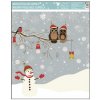 17089 4 okenni folie s glitrem zviratka v zime 29x24 cm