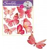 Samolepky na zeď motýli růžoví s pohyblivými křídly 30,5x30,5cm