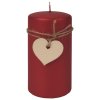 Svíčka červená s dřevěným srdcem válec 7 x 14 cm, 48 hodin