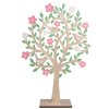 Strom dřevěný s růžovými květy na postavení 30 cm