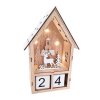 Dřevěný adventní kalendář domeček se sobem a s LED 15 x 23 x 8 cm