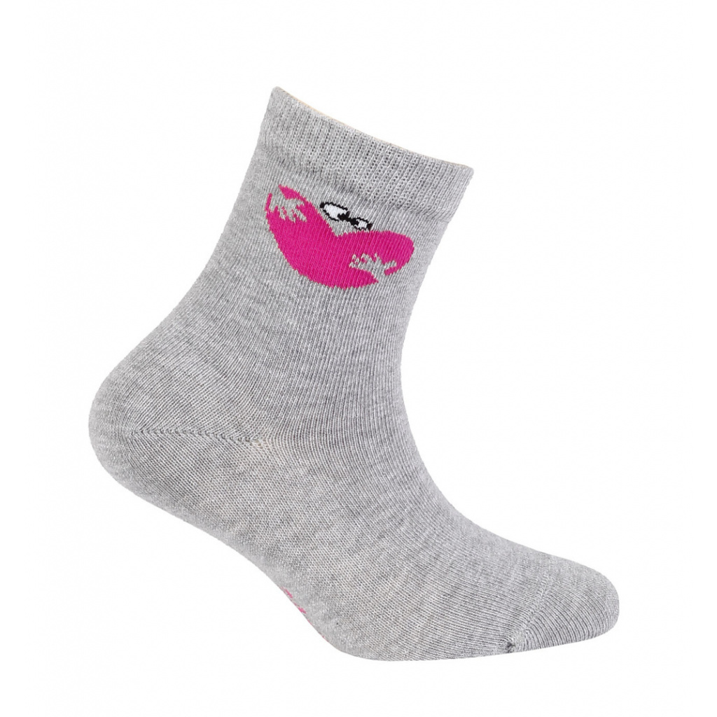 Dívčí vzorované ponožky WOLA SRDCE šedý melír