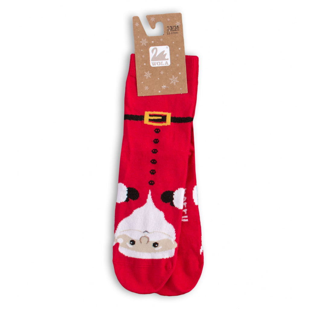 Dětské ponožky s vánočním motivem WOLA SANTA CLAUS červené