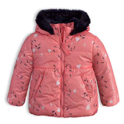 Dívčí zimní bunda LEMON BERET SRDÍČKA růžová