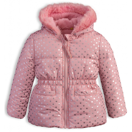Kojenecká dívčí zimní bunda LEMON BERET PUNTÍKY růžová