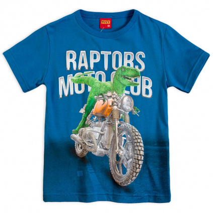 KYB 110960 chlapecke tricko dinosaurus motorka modre svetle