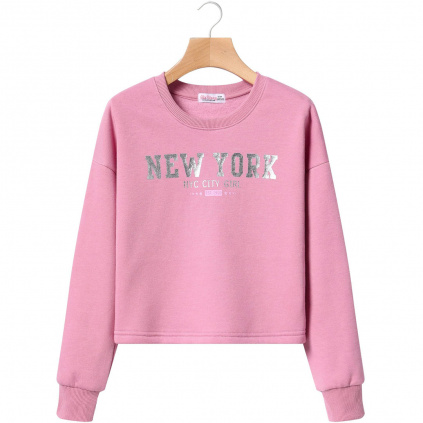 GPU 3967 divci crop top mikina glo story new york ruzova