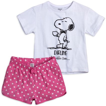 EMA DIVCI LETNI PYZAMO SNOOPY RUZOVO BILE