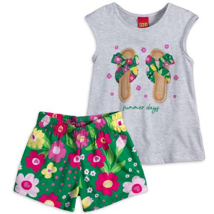 KY DIVCI LETNI SET PANTOFLICKY SEDO ZELENY