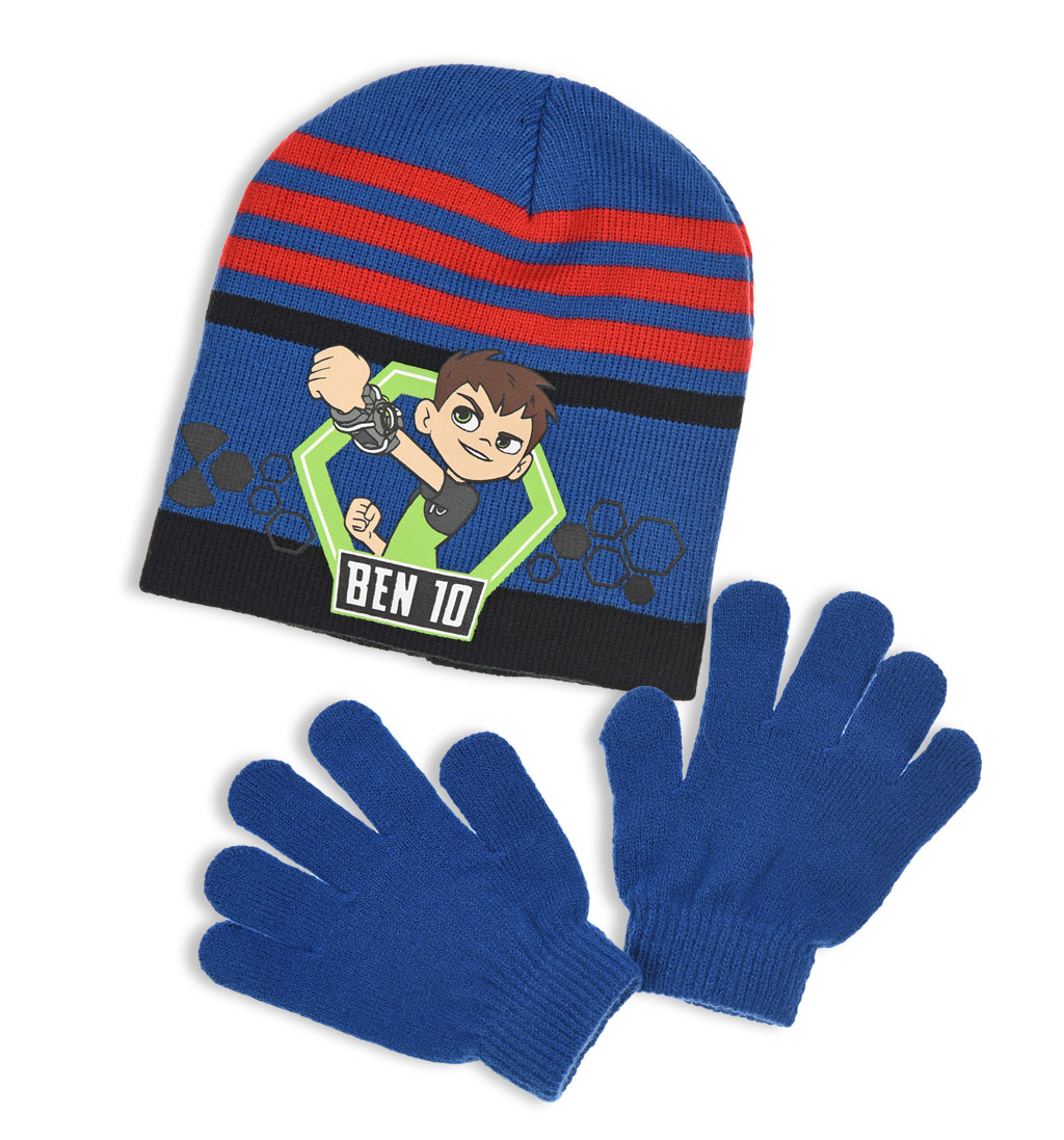 Boys' hat and gloves BEN 10 blue-red
