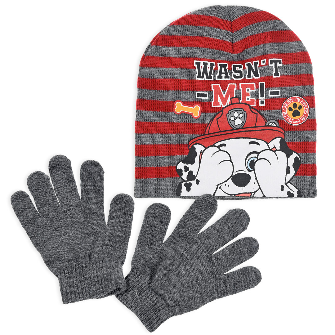 Children's hat and gloves set PAW PATROL MARSHALL red