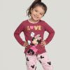 DIVCI PYZAMO DLOUHE RUKAVY MINNIE BALONKY BORDO RUZOVE